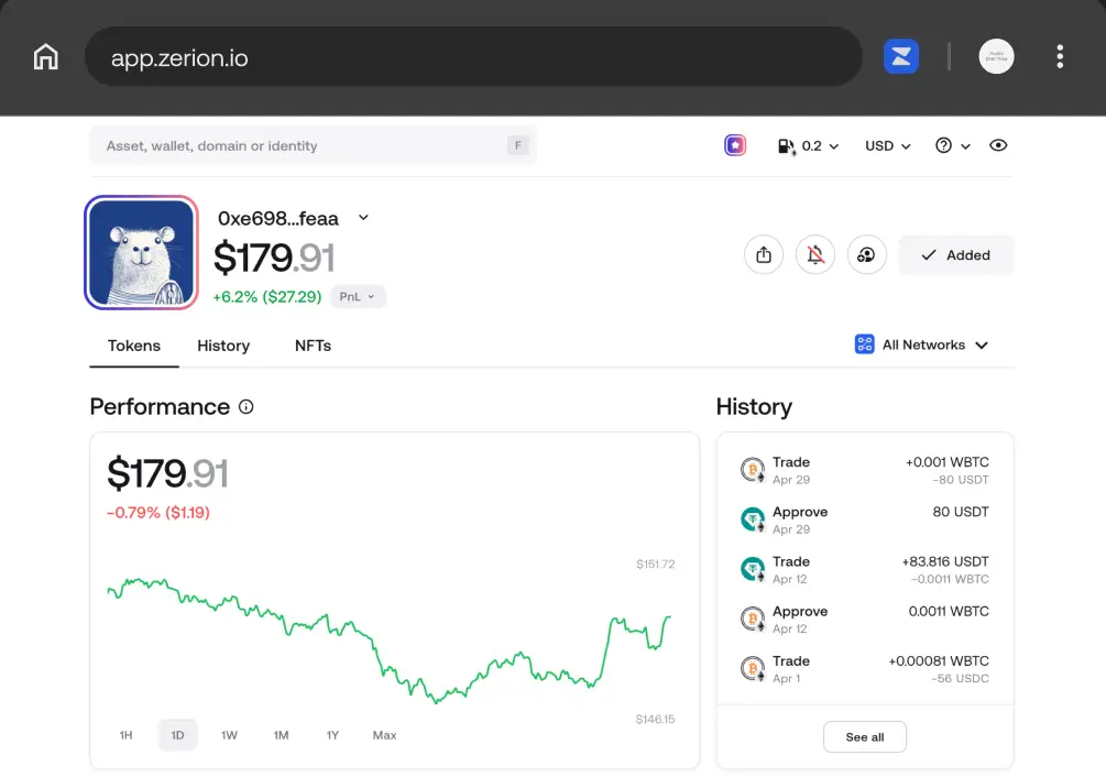 Zerion web app preview