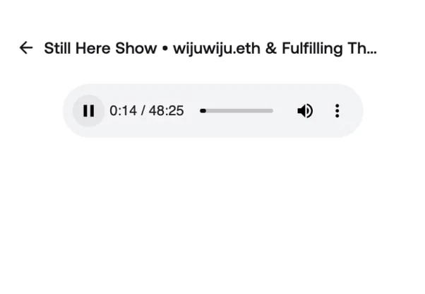 A music NFT playing inside Zerion Wallet, with a scrub bar and elapsed time