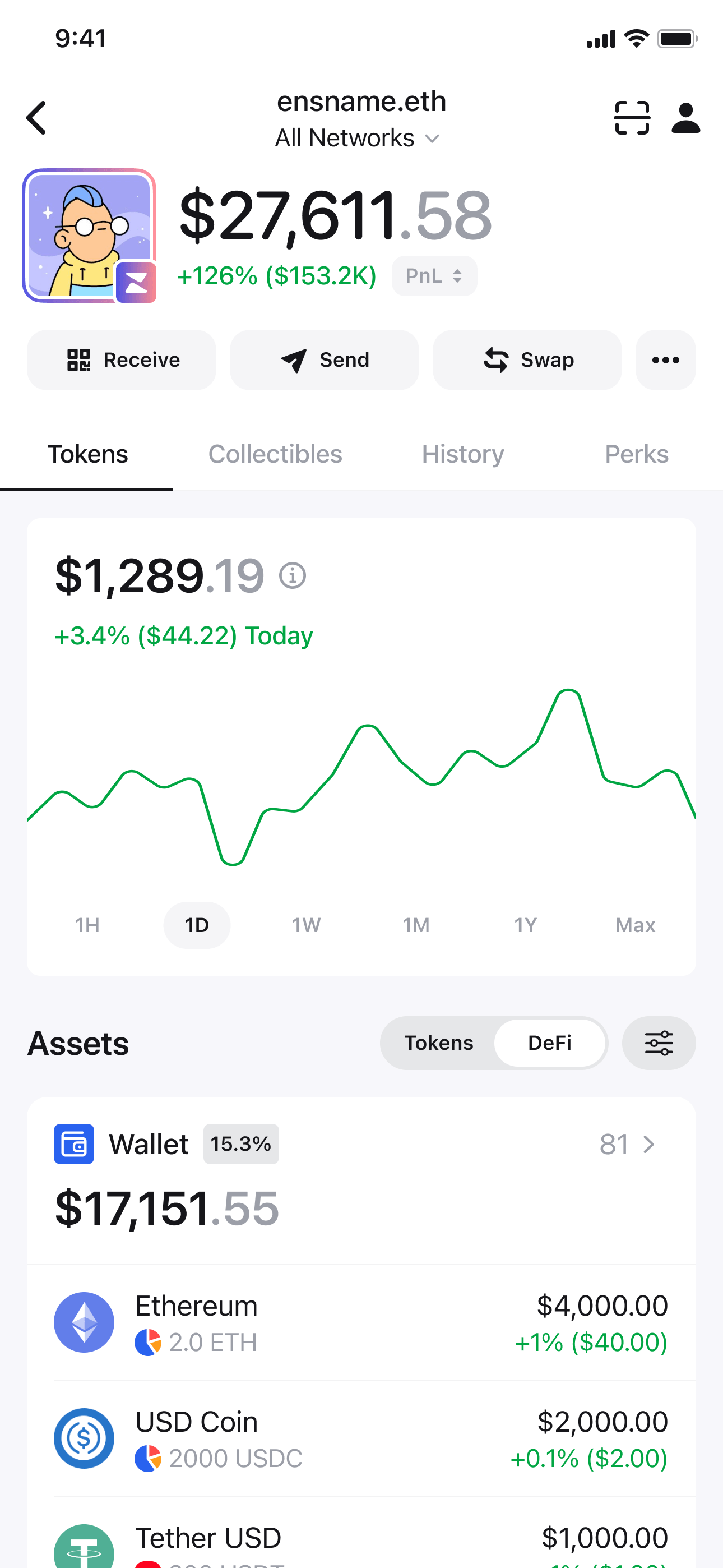 Zerion mobile app — portfolio view